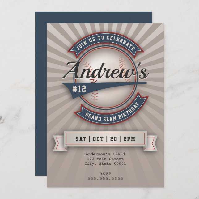 Vintage Baseball Invitation (Front/Back)