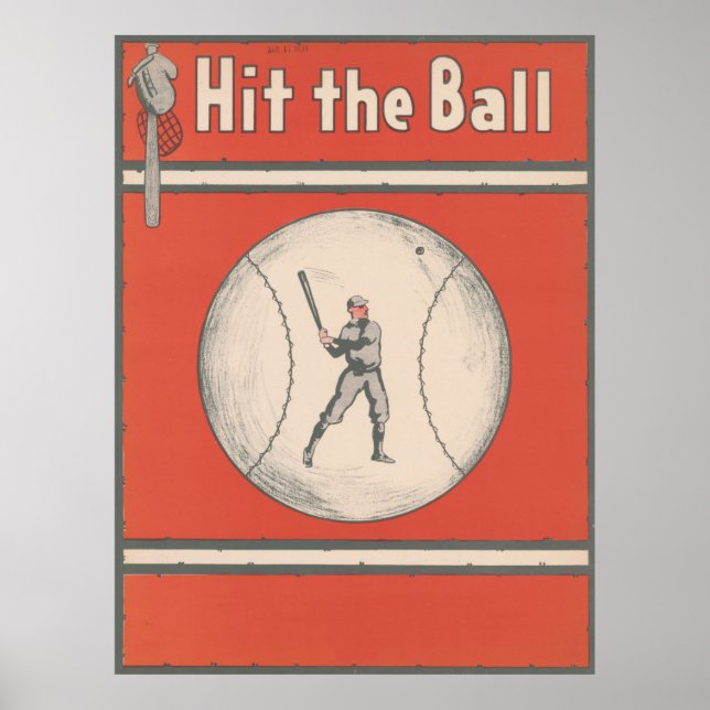 Vintage Baseball Magazine Cover Illustration Poster (Front)