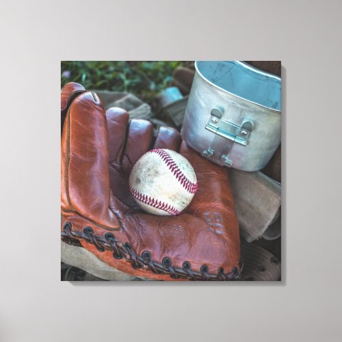 Vintage Baseball Mit and Ball Baseball  Glove Amer Canvas Print