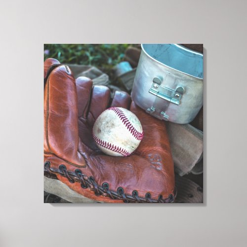 Vintage Baseball Mit and Ball Baseball  Glove Amer Canvas Print
