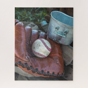 Vintage Baseball Mit and Ball Baseball Glove Amer Jigsaw Puzzle