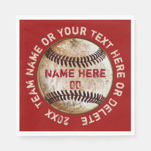 Vintage Baseball Napkins with Your COLORS and TEXT