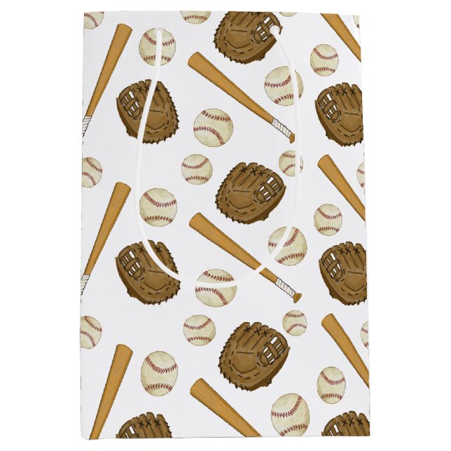 Vintage Baseball Nostalgic Sports Themed Medium Gift Bag (Front)