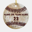Vintage Baseball Ornaments with NAME and NUMBER
