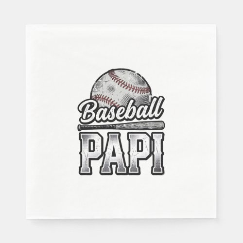 Vintage Baseball Papi Distressed Dad Shirt Design_ Napkins