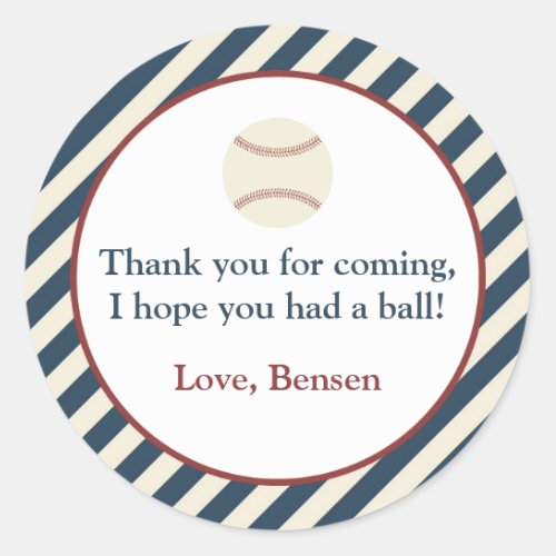 Vintage Baseball Party Classic Round Sticker