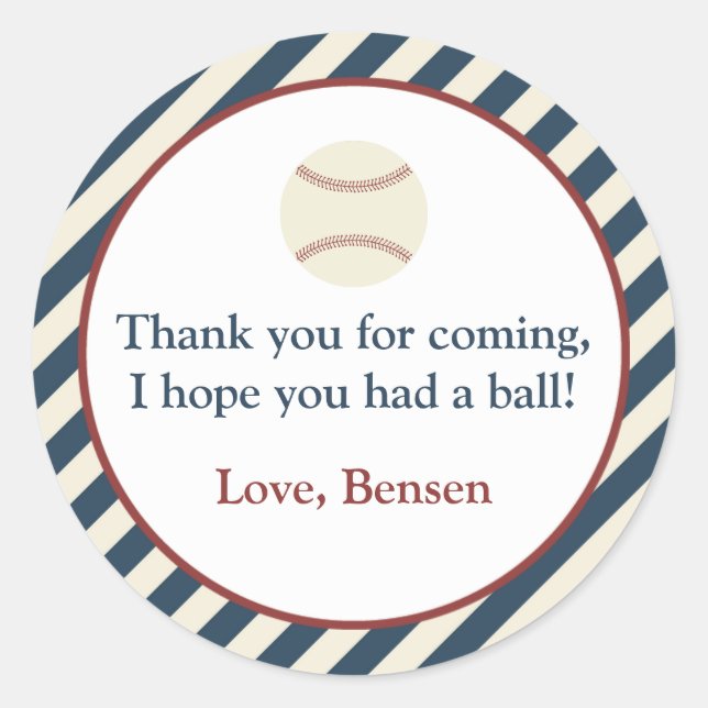 Vintage Baseball Party Classic Round Sticker (Front)