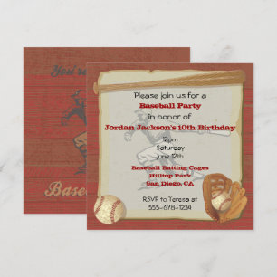 Vintage Baseball Party Invitation Card