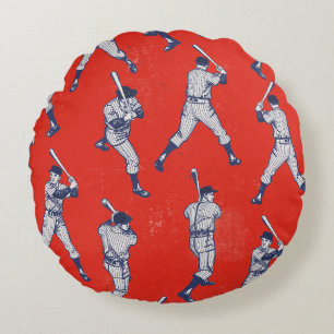 Vintage Baseball pattern Round Pillow