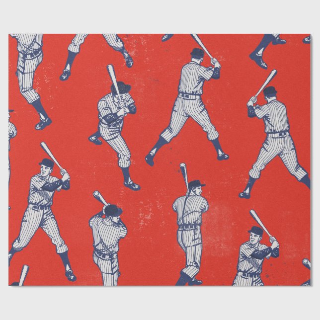Vintage Baseball pattern Wrapping Paper (Flat)
