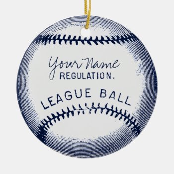 Vintage Baseball  Personalized Ball Ceramic Ornament by JoyMerrymanStore at Zazzle