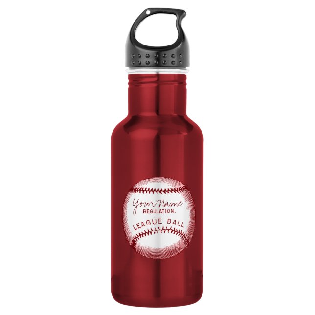 Vintage Baseball, personalized ball Water Bottle (Front)