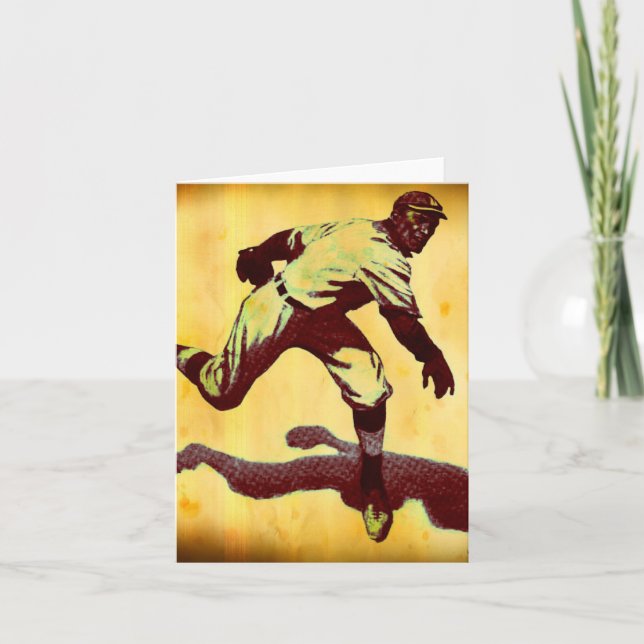 Vintage Baseball Pitcher Note Card (Front)