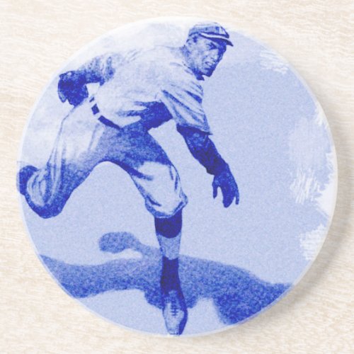 Vintage Baseball Pitcher Sandstone Coaster