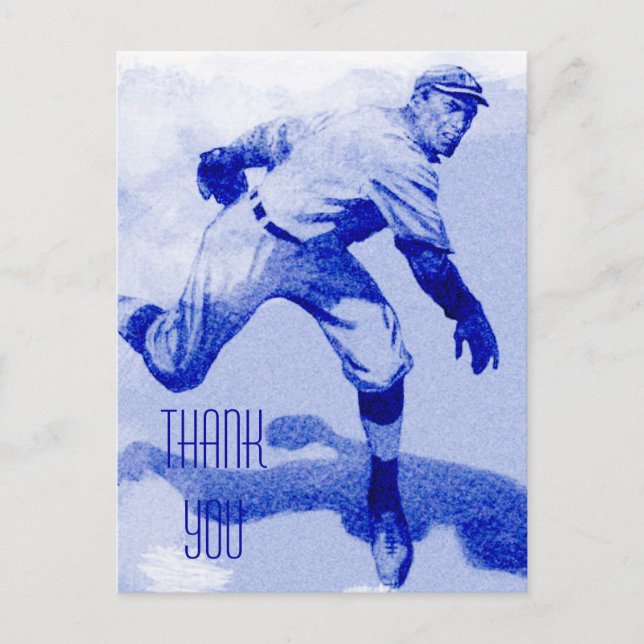 Vintage Baseball Pitcher Thank You Postcard (Front)