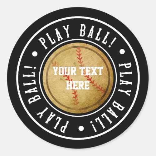 Vintage Baseball PLAY BALL Birthday Party Stickers
