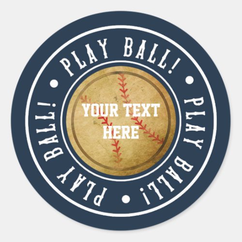 Vintage Baseball PLAY BALL Birthday Party Stickers