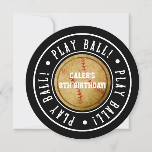 Vintage Baseball PLAY BALL Black Party Invitation