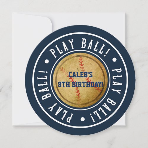 Vintage Baseball PLAY BALL Blue Party Invitation