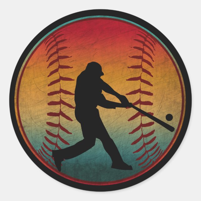Vintage Baseball Player Classic Round Sticker (Front)