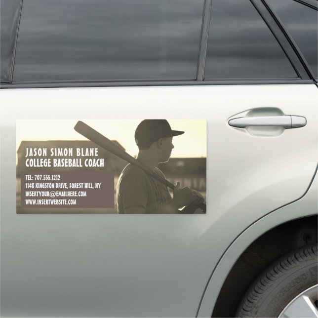 Vintage Baseball Player, Coach Car Magnet (In Situ)