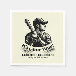 Vintage Baseball Player Men's 50th Birthday Napkins