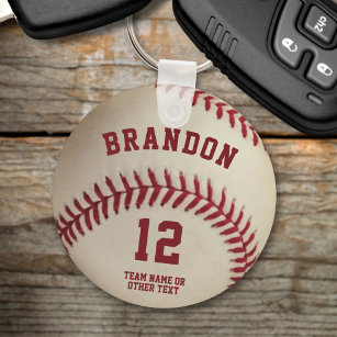 Vintage Baseball Player Name Number Personalized Keychain