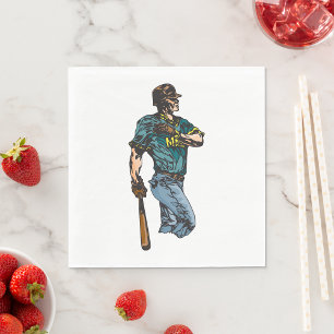 Vintage Baseball Player Retro Sports Artwork Napkins
