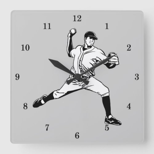 Vintage Baseball Player Square Wall Clock