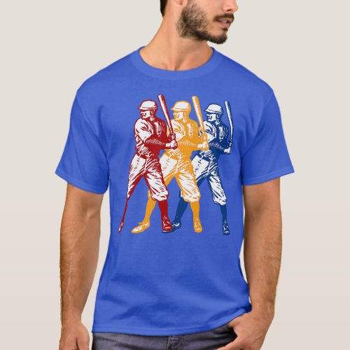 Vintage Baseball Player TriColor Design T_Shirt