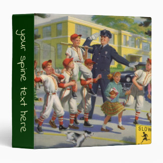 Vintage Baseball Players and Police Crossing Guard 3 Ring Binder