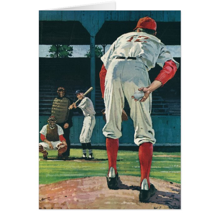 Vintage Sports, Baseball Players Playing Game Greeting Cards