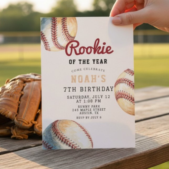 Vintage Baseball Rookie Boy Birthday Invitation (Creator Uploaded)