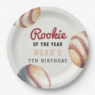 Vintage Baseball Rookie Boy Birthday Paper Plates