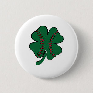 Vintage Baseball Shamrock St Patrick's Day Button