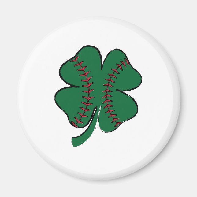 Vintage Baseball Shamrock St Patrick's Day Magnet (Front)