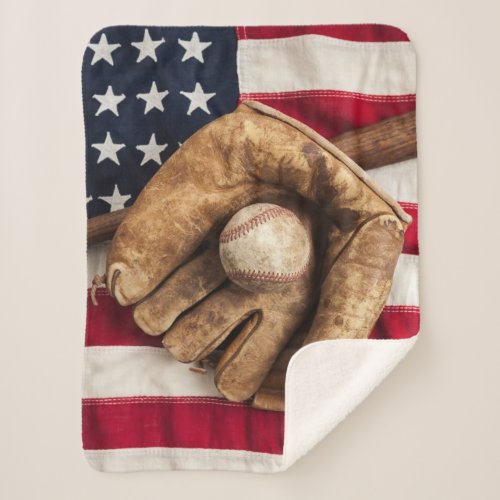 Vintage Baseball Sherpa Blanket
