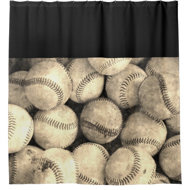 Vintage Baseball Shower Curtain (Front)