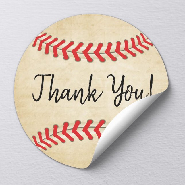 Vintage Baseball Sport Theme All Star Thank You Classic Round Sticker (Creator Uploaded)