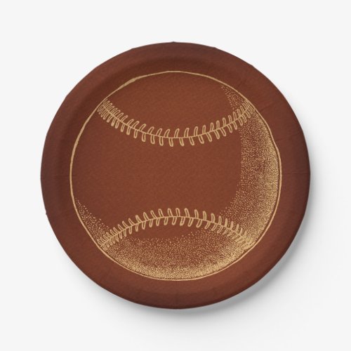 Vintage Baseball Sports Art Paper Plates