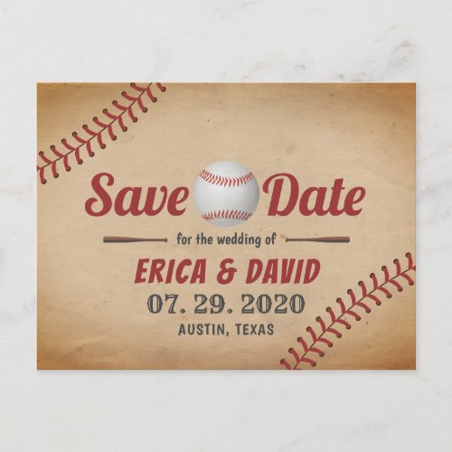 Vintage Baseball Sports Wedding Save the Date Announcement Postcard