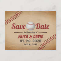 Vintage Baseball Sports Wedding Save the Date