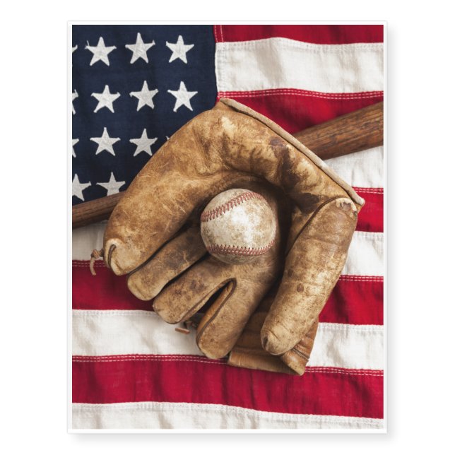 Vintage Baseball Temporary Tattoos (Front)