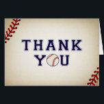 Vintage Baseball Thank You<br><div class="desc">Vintage Baseball Thank You cards. Let's play ball! This thank you card. is created with a vintage background texture,  baseball stitch accents with "Thank You" in the center,  the "O" is replaced with a baseball Customize this design with your information and any custom message you would like to include!</div>