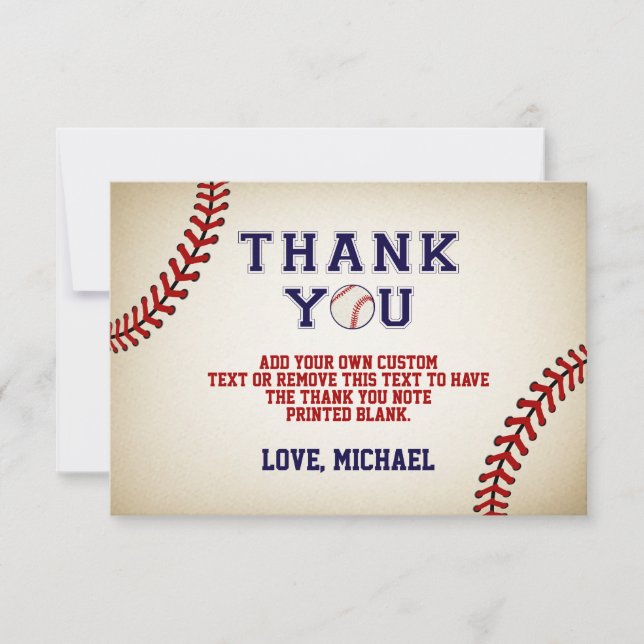 Vintage Baseball Thank You Cards (Front)