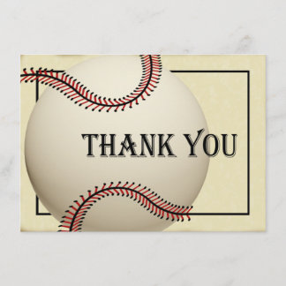 Vintage Baseball Thank You Flat Card