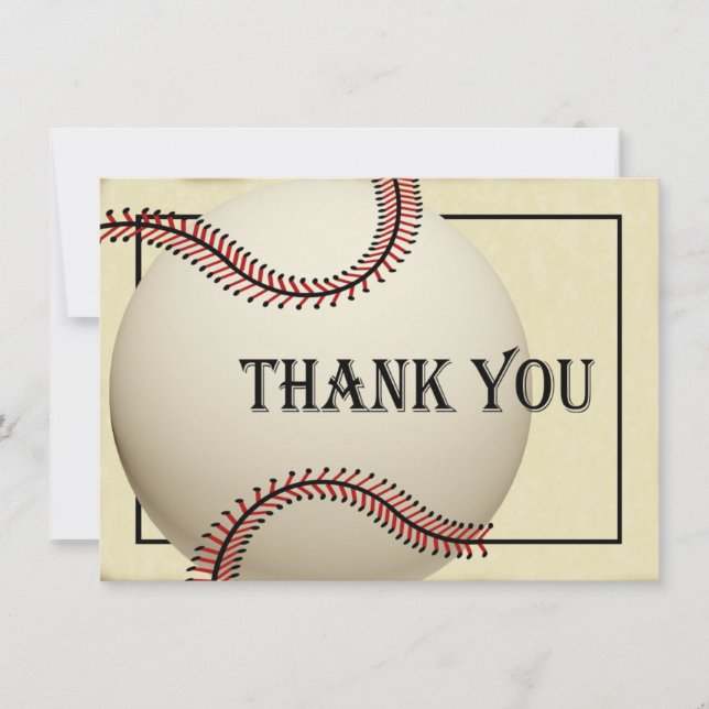 Vintage Baseball Thank You Flat Card (Front)