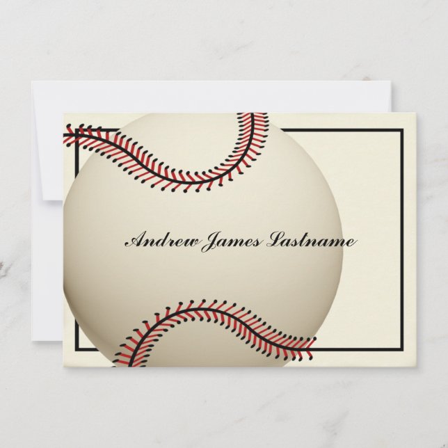 Vintage Baseball Thank You Flat Card (Front)