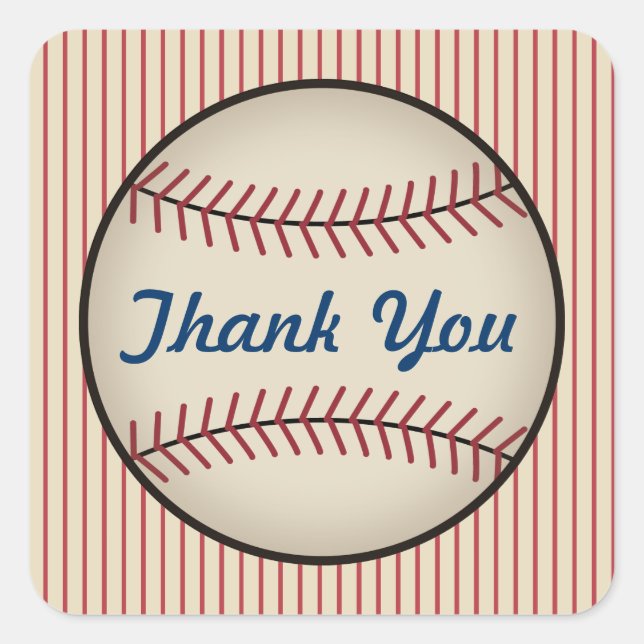 Vintage Baseball Thank You Stickers (Front)