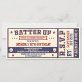 Vintage Stadium Ticket Baseball Birthday Invitation
